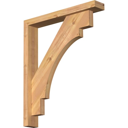Ekena Millwork Merced Block Smooth Bracket w/ Offset Brace, Western Red Cedar, 3 1/2"W x 22"D x 26"H BKT0402X22X26MRC05SWR